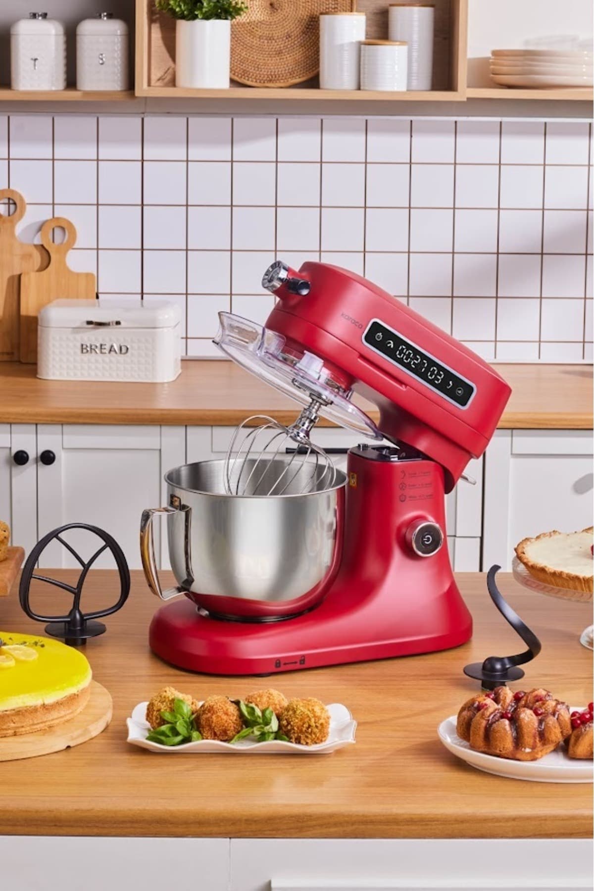 Karaca Pro Artisan Digitalanzeige Gusseisen Küchenkoch 1600W Rot