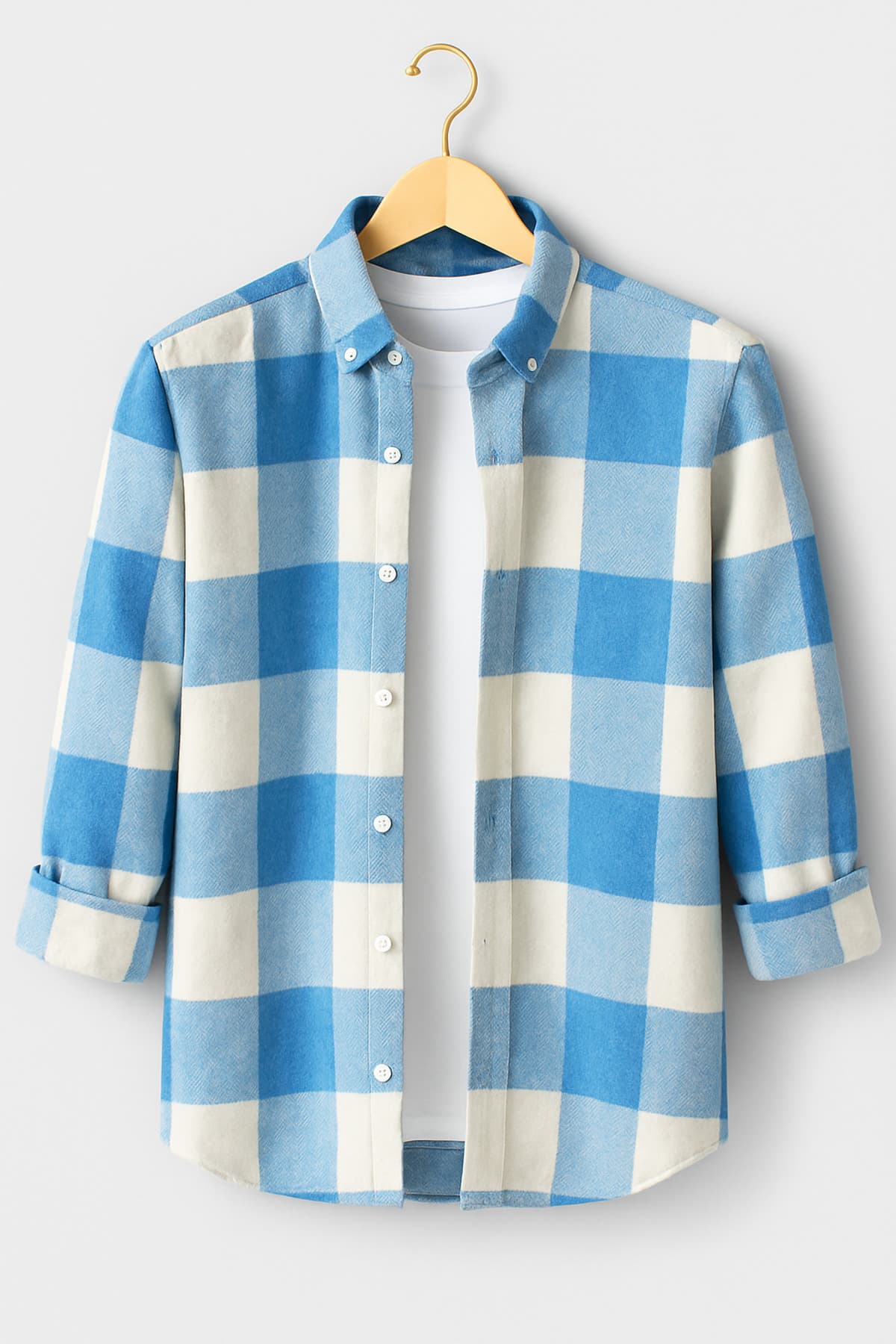 Checkered woodcutter shirt for men in blue and white – comfortable fit, new winter fashion trend