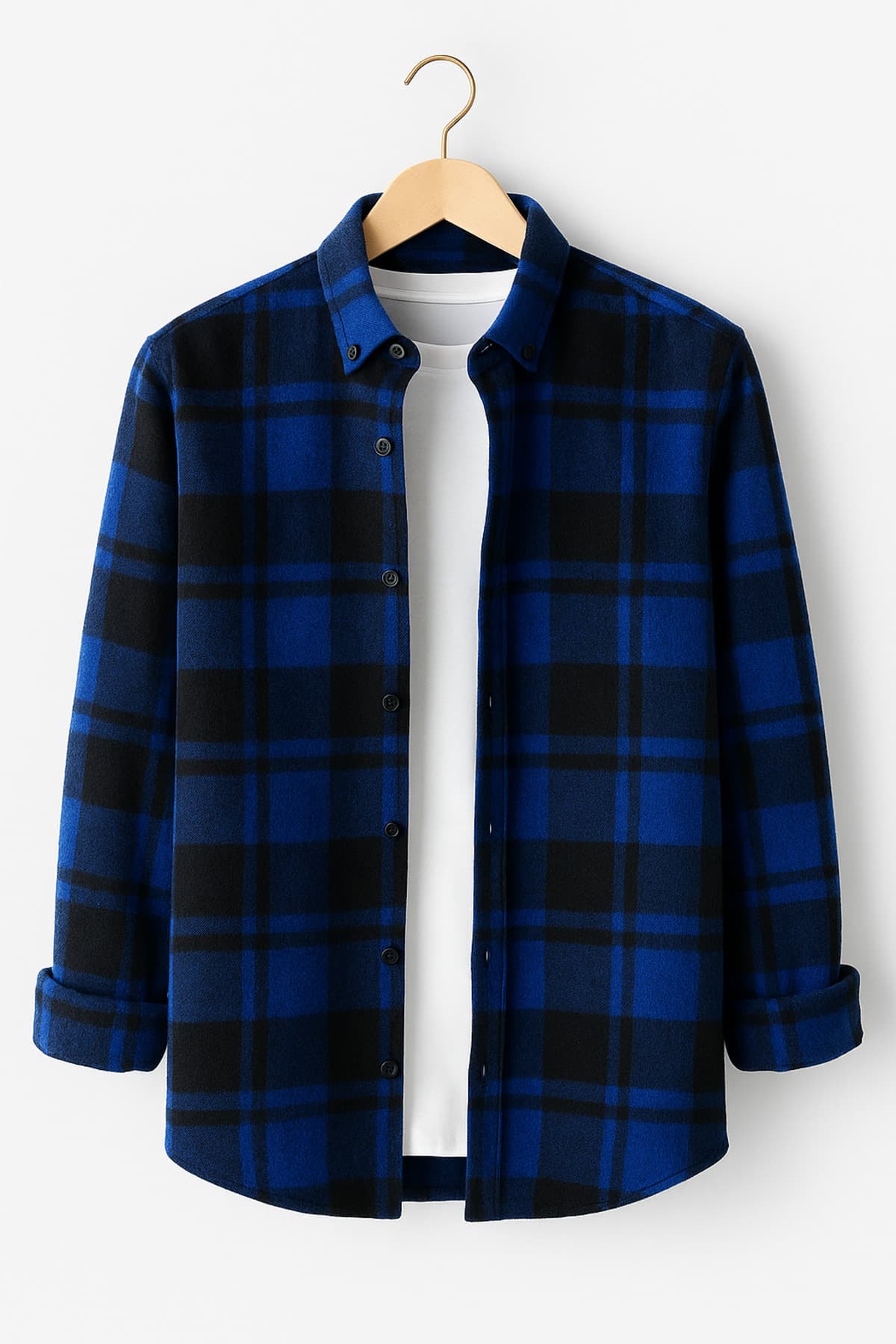Checkered woodcutter shirt for men in blue and black – comfortable fit, new winter trend of the new season