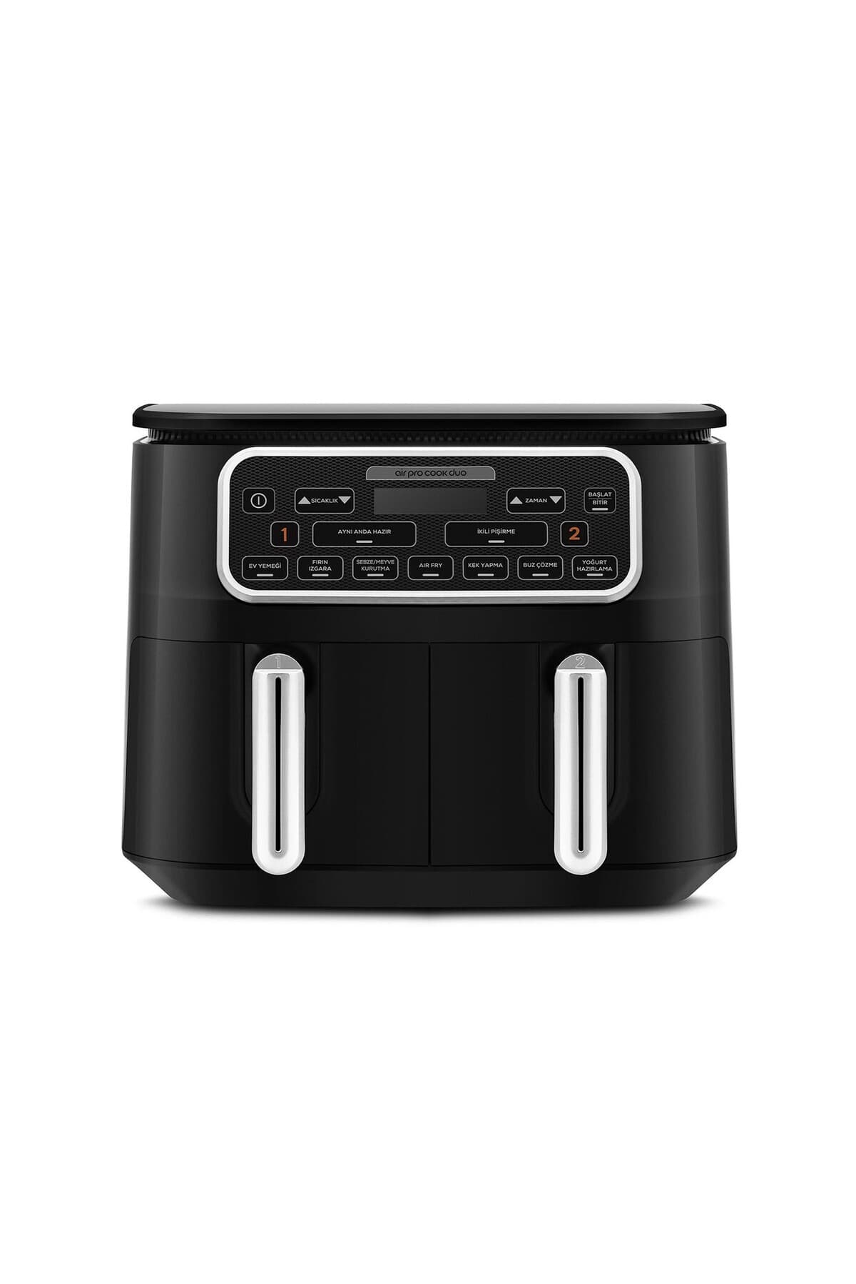 Air Pro Cook Duo Home Dinner XXXL 4+4 Liter Airfryer Schwarz Chrom 8 Personen